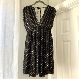 Zara Empire Waist pleated dress metallic